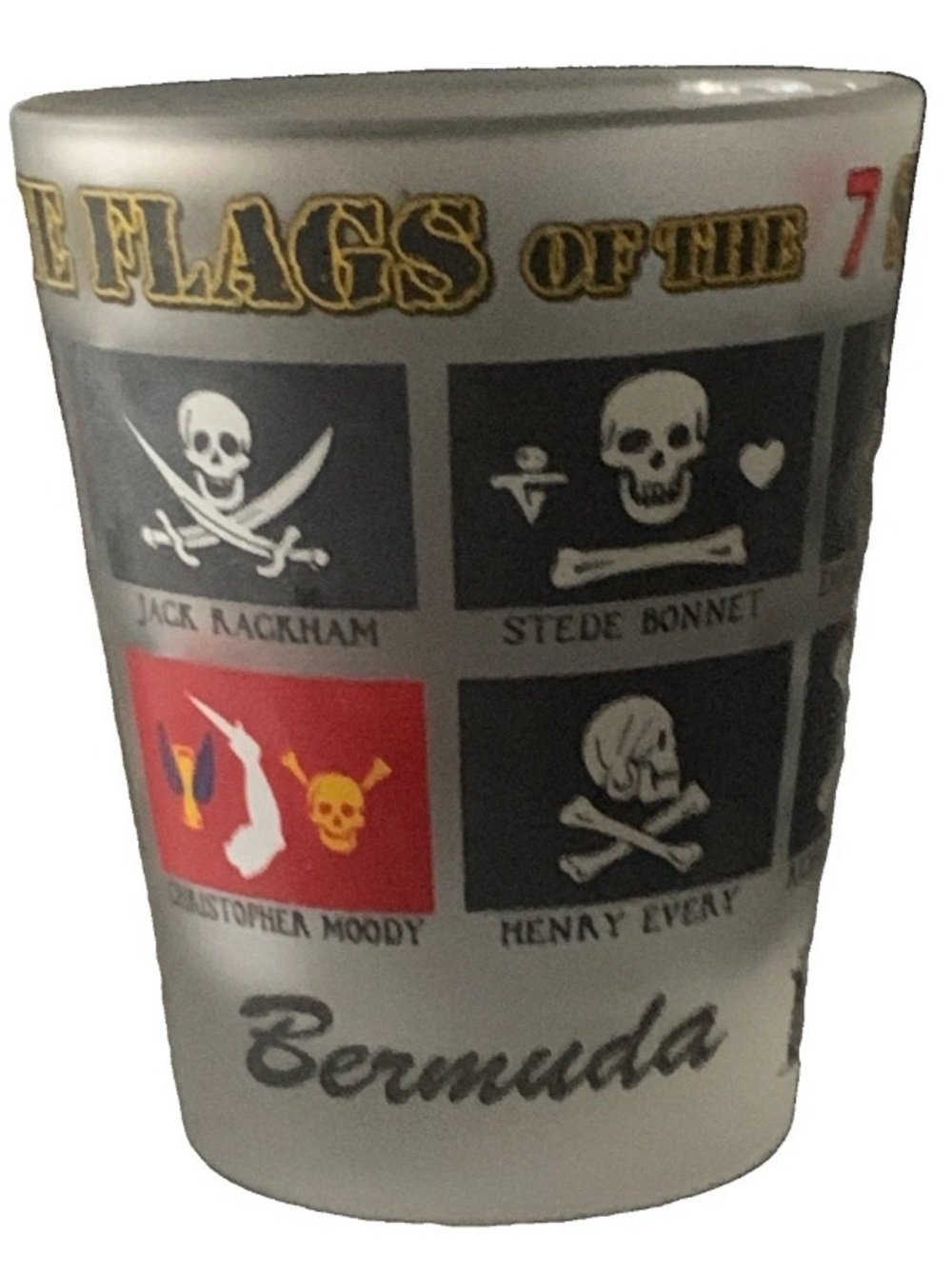 Vintage Bermuda Pirate Flags Of The 7 Seas Shot Glass Shotglass
